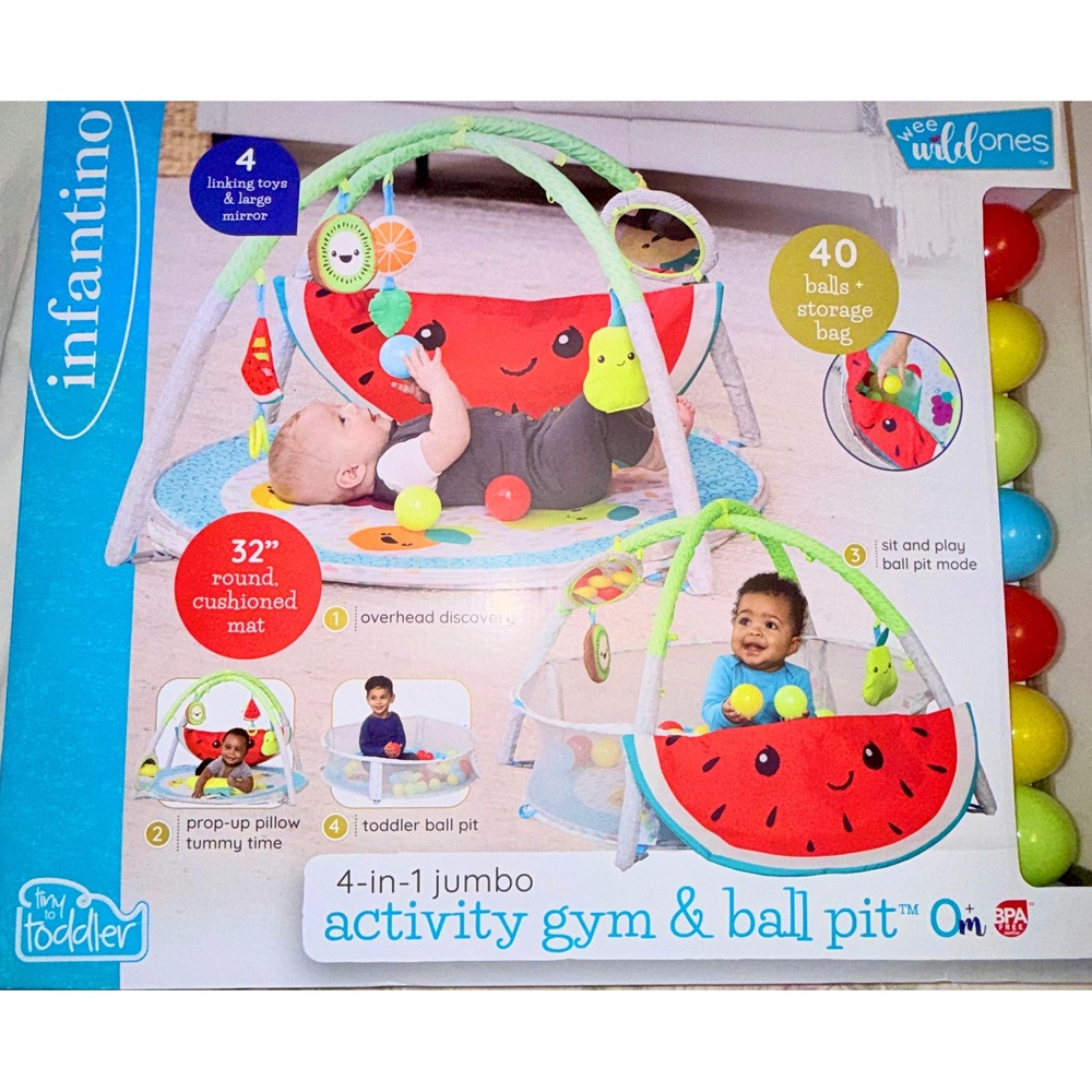 Infantino 4-in-1 Jumbo Activity Gym‎ & Ball Pit Kids Multicolor New Watermelon